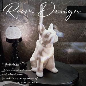 Nouveau créatif Style nordique décoration intérieure blanc noir salle de bain ensemble en céramique chien toilette <span class=keywords><strong>porte</strong></span>-<span class=keywords><strong>brosse</strong></span> pour salle de bain - Product Image 3