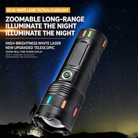 Lampe torche LED haute puissance en alliage d'aluminium 1000+ lumens, 5 modes de gradation, faisceau réglable avec zoom 400-500M, chargement USB-C, IP55, numérique