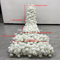 Guirnalda floral artificial blanca completa con rosas y paniculata para decoración de bodas, escenarios, despedidas de soltera y eventos.