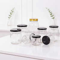 Bouteilles et bocaux de stockage en verre transparent de forme ronde en gros pour confiture, gelée, et conteneurs de cuisine en verre avec couvercle
