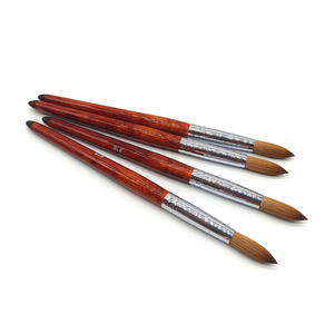 Pinceau à ongles en poils de Kolinsky 100% pur, manche en bois rouge brun, logo imprimé sur mesure, outils pour la manucure et le nail art acrylique. - Product Image 3