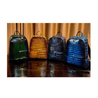 Sac à dos en cuir de crocodile véritable de haute qualité, élégant, exotique, personnalisé, couleur patine, grande capacité