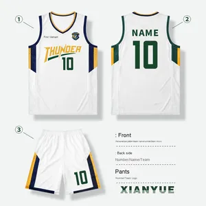 Setelan Jersey rompi basket pria, pakaian disesuaikan polos rompi basket Amerika ukuran besar musim panas untuk murid - Product Image 4