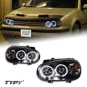 Faros Delanteros TYPY para Volkswagen <span class=keywords><strong>Golf</strong></span> <span class=keywords><strong>4</strong></span> 2003-2009 con Ojos de Ángel, Lentes de Proyector, Kit de Conversión MK4, Conjunto de Faros de Xenón - Product Image 1