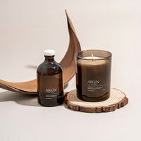 Aikun - Juego de Regalo de Lujo de 2 Piezas para el Hogar, Caja de Fragancia con Vela Aromática en Vaso de Ámbar y Difusor de Varillas, Ideal para Spa, Hotel, Bodas, Venta al por Mayor