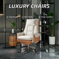 Haute qualité luxe patron directeur exécutif chaise de bureau moderne pivotant inclinable en cuir ergonomique repose-pieds en cuir synthétique