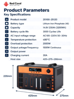 Centrale Électrique Portable OEM 1500W 3200Wh au Lithium Fer Phosphate, Générateur Solaire à Onde Sinusoïdale Pure pour Camping-Car, Voyage, Extérieur et Urgences