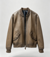Veste en cuir d'agneau véritable marron pour homme, style décontracté, coupe-vent et respirante, motif à pois, directement de l'usine, marque de luxe (dupe)