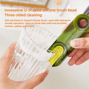 Lot de 3 brosses de nettoyage en silicone 3-en-1, pour bouteilles à col étroit, couvercles de tasses, bouteilles d'eau de sport, vases en verre, maison et cuisine - Product Image 3