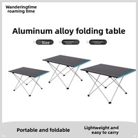 Table de camping rectangulaire pliante en alliage d'aluminium, taille moyenne, avec structure en X, mobilier d'extérieur portable, en stock