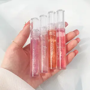 Tubes de brillant à lèvres en plastique transparent, étiquettes personnalisées, récipients