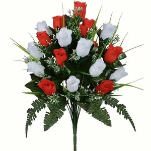 Arreglo Floral Artificial de Rosas para Lápidas de <span class=keywords><strong>Cementerio</strong></span>, Decoración <span class=keywords><strong>con</strong></span> <span class=keywords><strong>Flores</strong></span> de Seda para Decoración del Hogar y Accesorios de Fotografía - Product Image 5