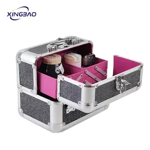 Black Large Size Professional Aluminum Multi色Makeup Travel Cosmetic Cases Organizer Lady MakeupキットStorage Beauty Box