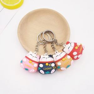 Llavero de Gato de la Suerte Personalizado de Goma PVC 3D Suave con Diseño de Dibujos Animados para Bolsos y Coches, Accesorios para Llaveros - Product Image 1