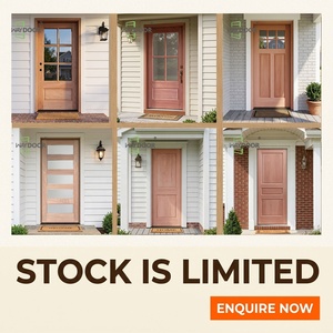 Puerta Principal Sencilla de Madera Maciza de Caoba, Estilo Artesanal, con 6 Paneles de Vidrio Templado Doble Low-E, 2 Paneles Superiores Cuadrados, Sin Acabado - Product Image 5