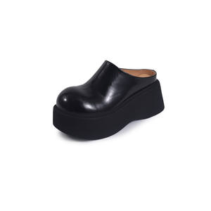 Chaussures d'extérieur à bout rond et semelles plates, couleur unie, en cuir véritable, style rétro confortable - Product Image 1