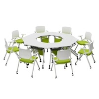 Table de réunion mobile robuste, modulaire et pliable, avec roulettes verrouillables, pour salles de formation et d'apprentissage actif