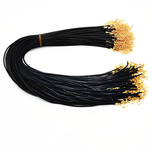 Cordón de cuero encerado para collar, 2mm, negro, 45cm, con cierre dorado, accesorio de joyería para colgante de cristal - Product Image 4