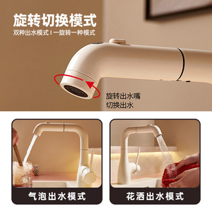 Jboyun Basin Faucet Single Handle Pull Out <b>Spray</b> Ceramic Valve Core Deck <b>Mounted</b> - Product Image 2