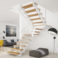 Escalier métallique d'intérieur de luxe moderne préfabriqué, conception d'escalier droit Mono Stringer personnalisé