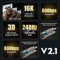 Câble audio et vidéo DP en fibre optique de qualité supérieure, angle de 90 degrés, 16K 8K, 80 Gbps, DP 2.1 vers DP pour moniteur, ordinateur portable