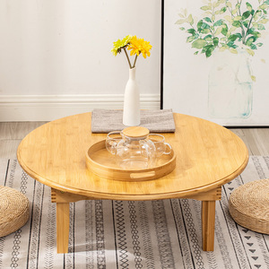 Nordic Style Folding Coffee <b>Table</b> Wood Round Solid <b>Foldable</b> Tatami <b>Small</b> <b>Table</b> For Living Room Bedroom - Product Image 1
