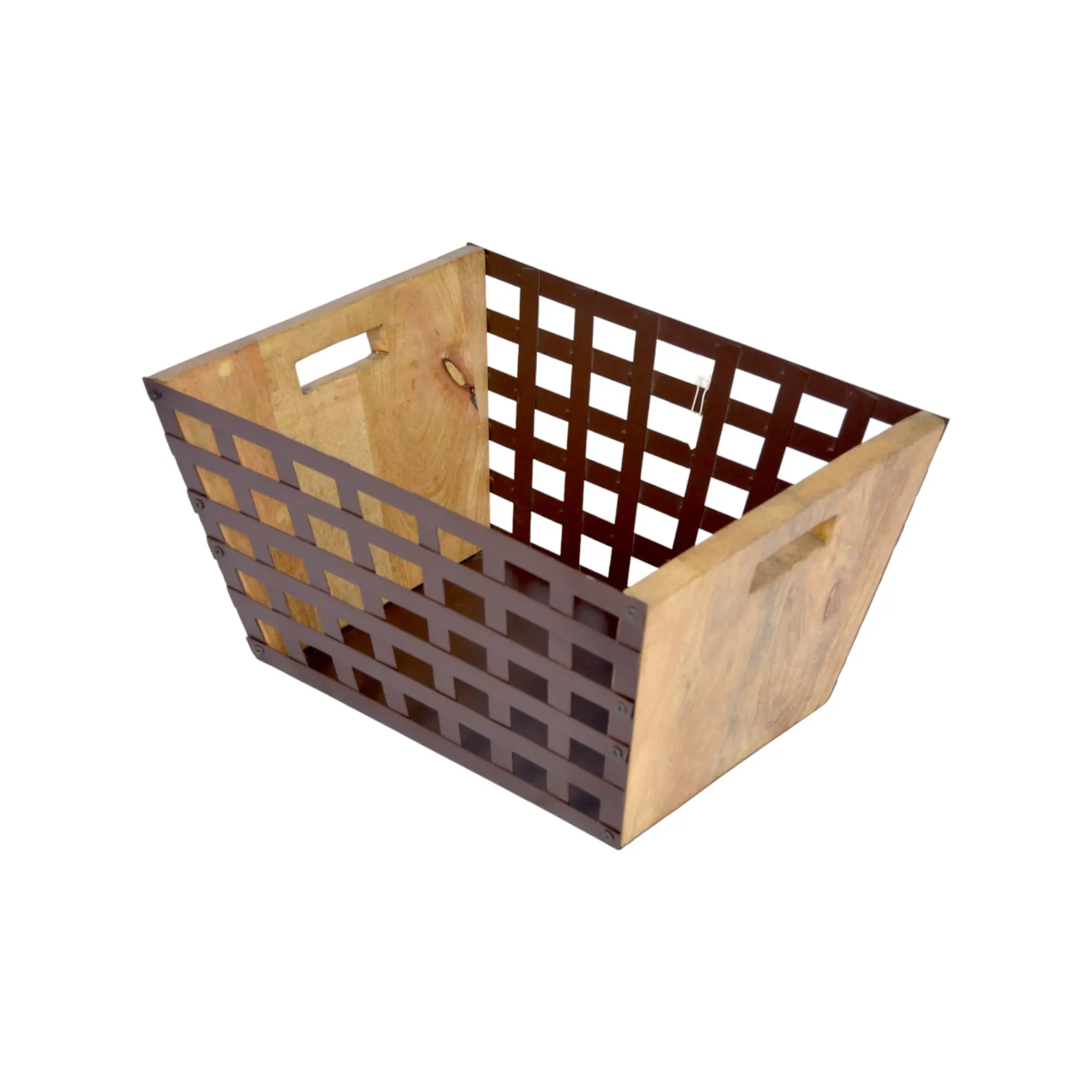 سلة خشبية مربعة معدنية مع مواد من القطن بسعة 5 مم تسمح بعدالات الأبعاد لأثاث المنزل وتخزين الخضراوات والفاكهة في المطبخ تُباع بالجملة