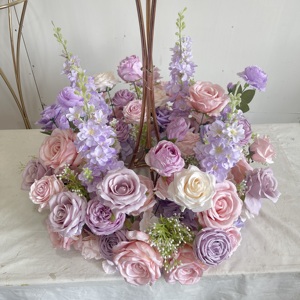 Centro de Mesa de Flores Artificiales GreenLife, Personalizable, 60 cm, Morado, Rosa y Blanco, para Decoración de Mesa de Boda y Banquete - Product Image 6