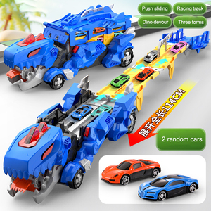 Enfants tout-petits dinosaure camion transport voiture transporteur <span class=keywords><strong>Garage</strong></span> piste de course pliable avec 2 voitures de course aléatoires moulées sous pression jouet - Product Image 5
