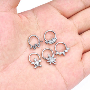 ห่วง G23 F136ไทเทเนียมใบเมเปิ้ลและขนนกรูป<span class=keywords><strong>งู</strong></span>สำหรับประดับห่วง<span class=keywords><strong>จมูก</strong></span>กระดูกอ่อนเจาะสำหรับผู้หญิง - Product Image 2