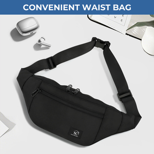 Sac <span class=keywords><strong>banane</strong></span> tactique de sport d'extérieur avec logo personnalisé, deux fermetures éclair, sangle extensible, imperméable, pour homme - Product Image 3