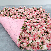 Panneau mural de fleurs artificielles 3D LFB1581-1-wall Classic Pink Rose, fond floral Luckygoods pour la décoration d'événements et de fêtes