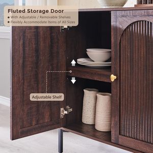 Aparador Moderno <span class=keywords><strong>de</strong></span> Madera Maciza con Almacenamiento, Aparador Alto con Arcos Acordonados y Estantes Ajustables, Barra <span class=keywords><strong>de</strong></span> Café Modular - Product Image 4