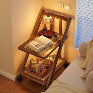 Movable side table, small table, sofa side cabinet, coffee table, 2025 new style, bedside table, tea table, dining <b>cart</b>, living - Product Image 1