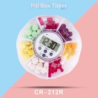 Boîte à pilules intelligente ronde à portions prédéfinies avec rappel de temps programmé et lecture enregistrée, modèle à 7 compartiments pour seniors