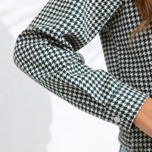 Camicetta Elegante da Donna Oversize in Poliestere con Stampa Pied-de-Poule a Maniche Lunghe per Uso Quotidiano - Product Image 3