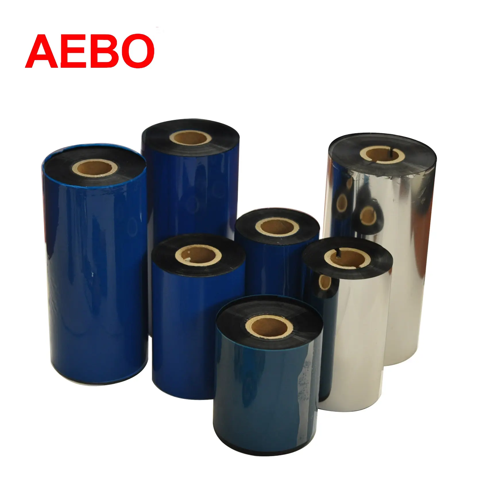 AEBO TTR S11 Citizen Wax Thermal Printing Barcode pita hitam PET kompatibel grosir 18mm 24mm 28mm gulungan kertas termal