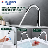 Robinet de lavabo sans contact à infrarouge en laiton pour installation sur plan, mains libres, monotrou, pour salle de bain et salle de sport, vente en gros d'usine