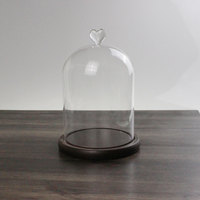 Offre Spéciale dôme en verre vide avec boule de coeur poignée en verre cache-poussière en verre avec bases en bois pour jouets et bougies décoration de la maison