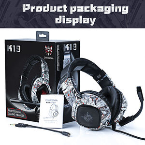 Auriculares para juegos con cable ONIKUMA K19 Camouflage, auriculares deportivos con graves y diodos emisores de luz de colores, adecuados para DJ y viajes. - Product Image 6