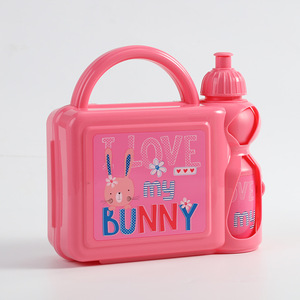 Ensemble de boîte à lunch mixte tricolore pour enfants bouteille d'eau en plastique chauffable et boîte à pain avec logo de dessin animé mignon école usage domestique - Product Image 3