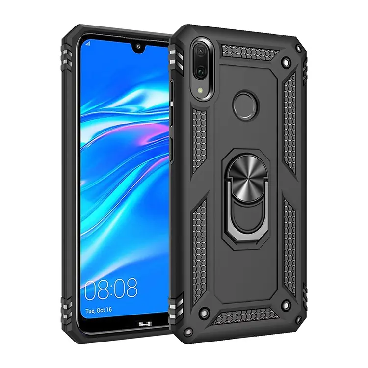 Shockproof Ring Holder TPU PC Armor Mobile Phone Back Cover Case For Huawei Y5 Y6 Y7 Pro Prime 2019 2018 P Smart Z Y9 Prime 2019