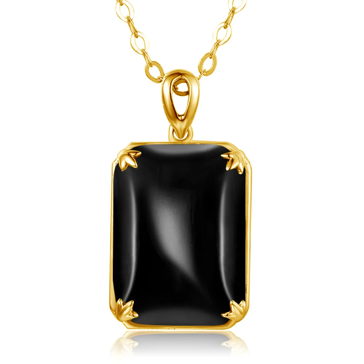 18K Gold Plated Black Onyx Pendant Necklace Classic Women Real 925 Sterling Silver Pendants Factory Wholesale