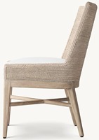 Chaises de salle à manger d'appoint de luxe modernes en bois massif avec accoudoirs en jonc de mer et housse