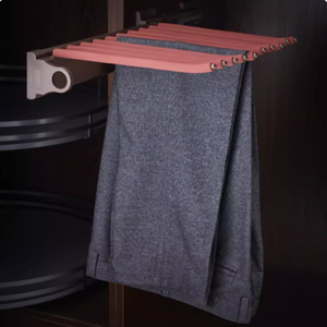 Extendable Pull Out Double Row Cushioned <b>Trouser</b> Rack Top Mounted Closet Organizer - Product Image 3