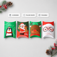 Boîtes cadeaux en papier de qualité alimentaire auto-assemblables pour Noël, 4 designs, emballage pour bonbons et friandises de fête, jetables, impression personnalisable