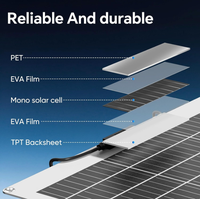 Selimut Surya Monokristalin 200W yang Dapat Dibengkokkan, Panel Surya Fleksibel Kit Panel PV untuk RV Kapal Pesiar Rumah Sistem Tenaga Listrik Off-Grid
