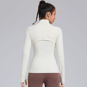 Veste de <span class=keywords><strong>sport</strong></span> pour <span class=keywords><strong>femme</strong></span> de qualité supérieure, hautement extensible, à <span class=keywords><strong>manches</strong></span> <span class=keywords><strong>longues</strong></span> avec trous pour les pouces, fermeture éclair, col montant, coupe ajustée, pour le fitness et le yoga - Product Image 6