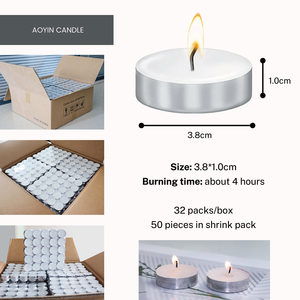 Bougies chauffe-plat blanches AOYIN, 4 heures <span class=keywords><strong>de</strong></span> combustion, 50 pièces par paquet, fourniture directe usine - Product Image 4