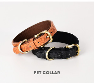 Collares para mascotas estampados grabados RETRO de cuero suave y cómodos collares para perros en stock al por mayor para perros medianos y grandes - Product Image 3